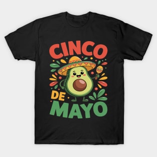 Cute Avocado Cinco de Mayo Fiesta Party Celebration Fun T-Shirt